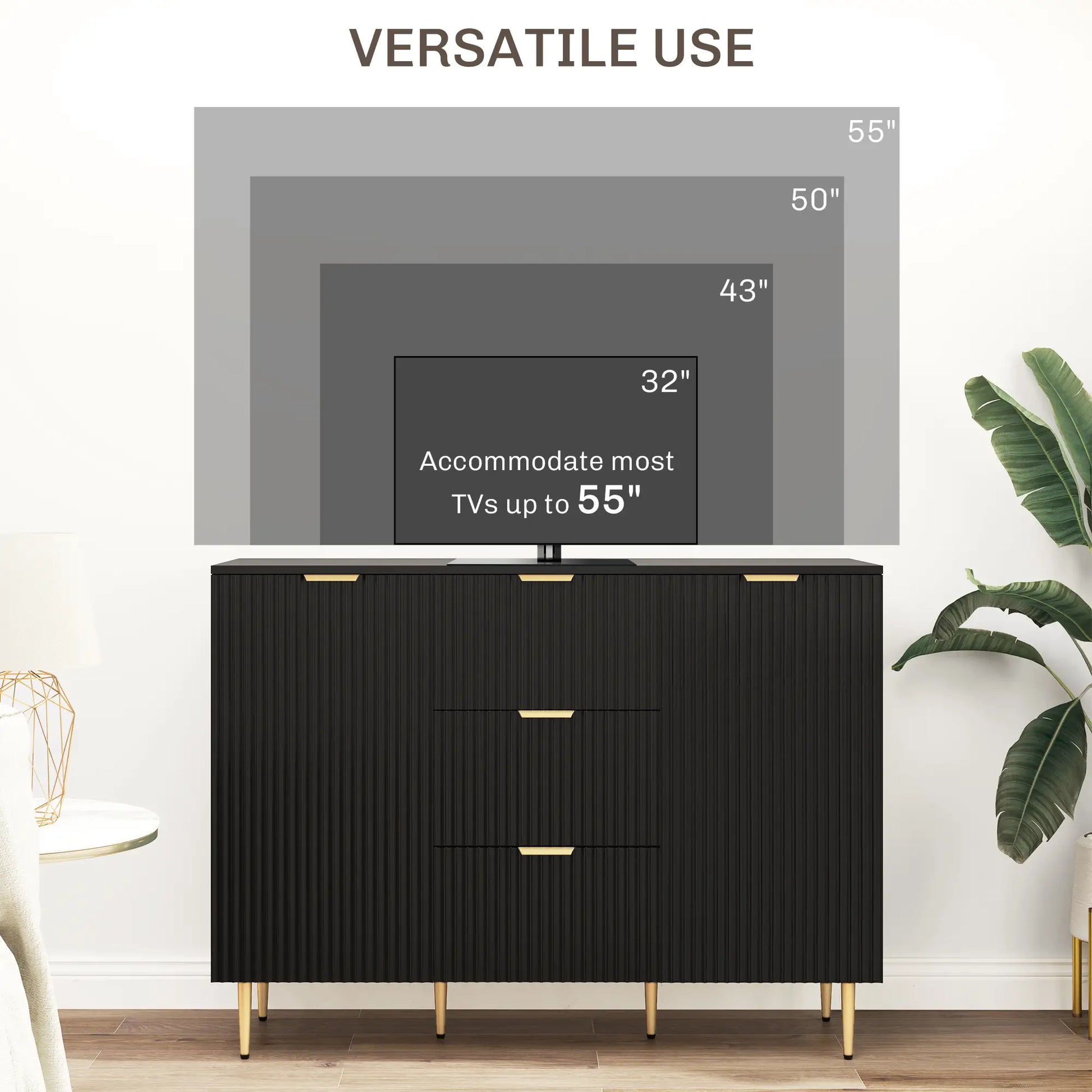 Modern Kitchen Storage Cabinet, 3 Drawers, Adjustable Shelves, Black Bar Cabinets at Gallery Canada