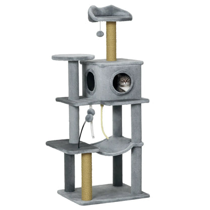 54" Cat Tree for Large Cats, Hammock, Scratching Post, Condo, Grey Cat Towers at Gallery Canada