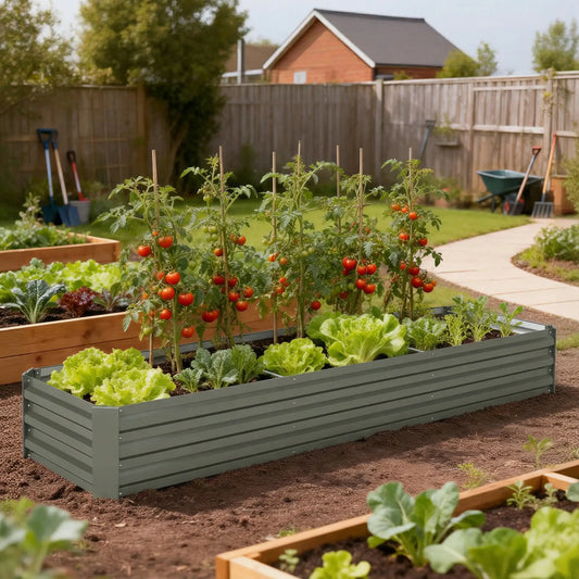 8'x2'x1' Galvanized Raised Bed, Large Elevated Planter Box, Galvanized Galvanized Planter Boxes Light Grey at Gallery Canada