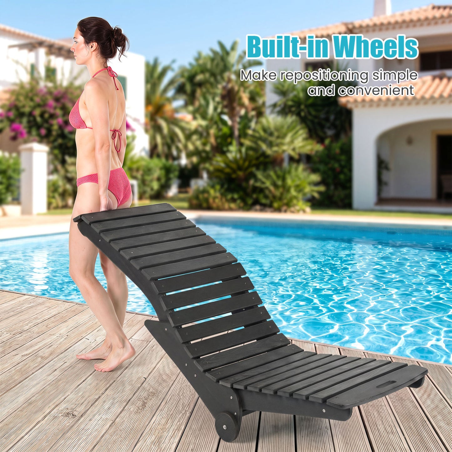 In-Pool Lounge Chair, Weighted Anti-Floating, 450 LBS, Dark Gray