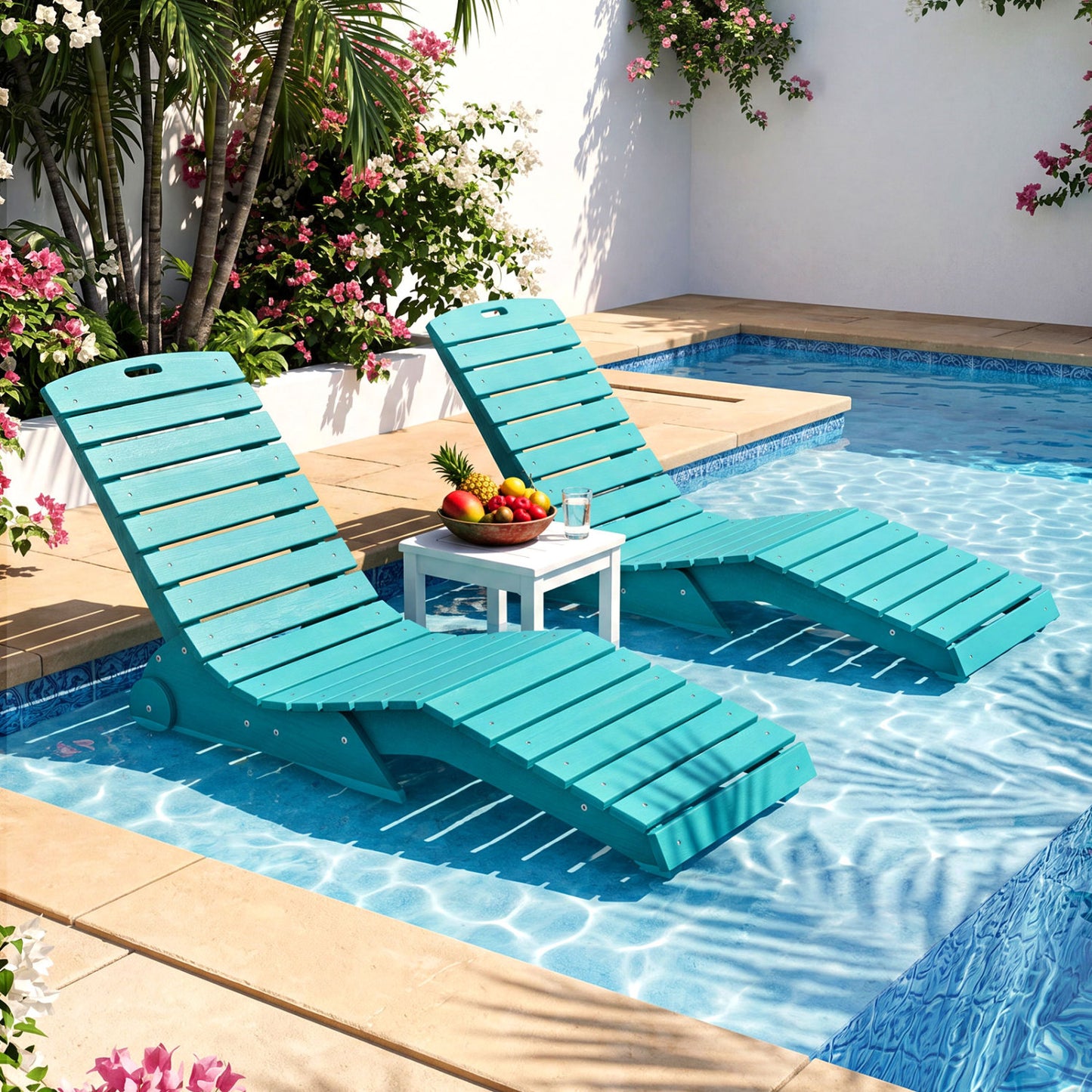 In-Pool Lounge Chair, Weighted Anti-Floating, 450 LBS, Turquoise