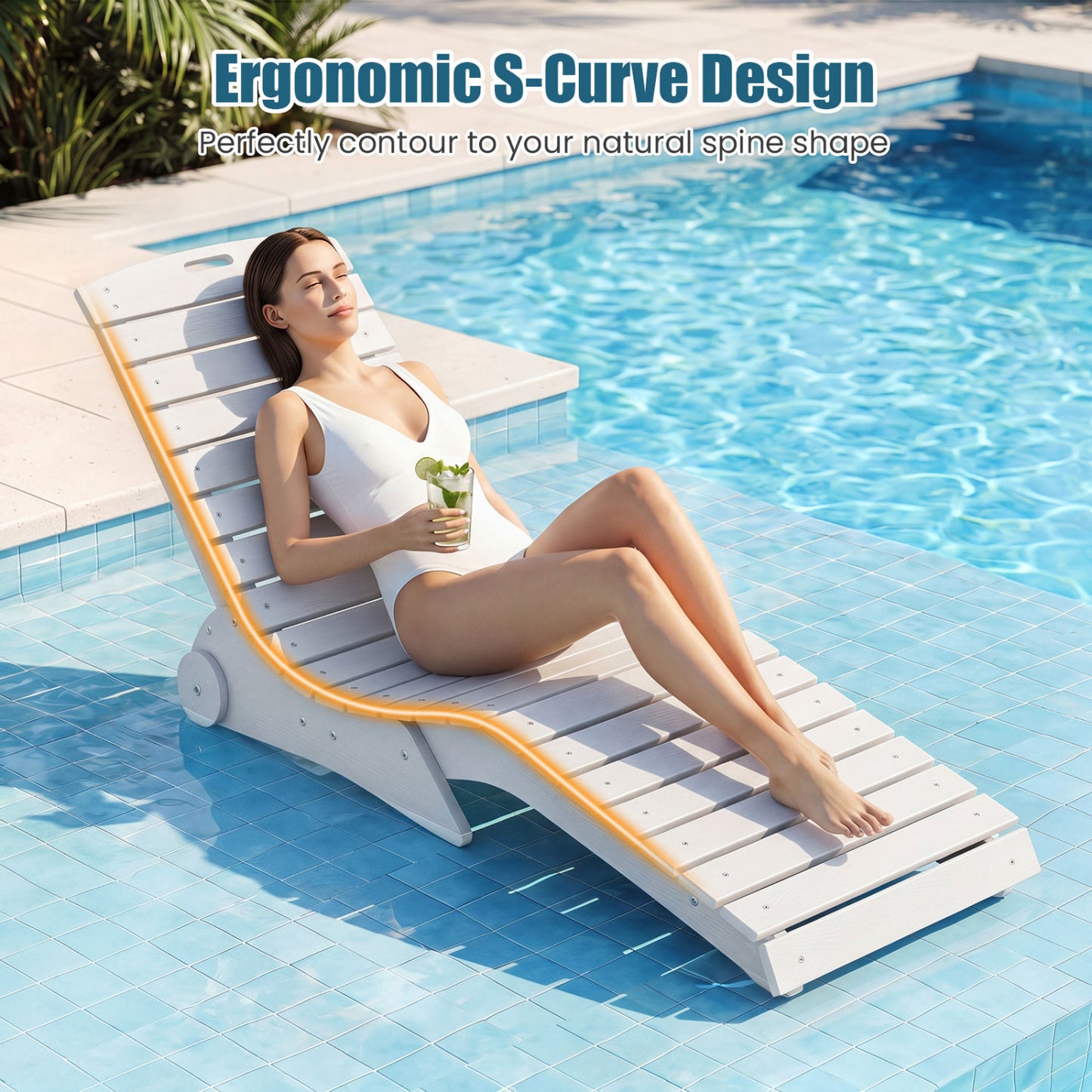 In-Pool Lounge Chair, 450 LBS for Baja Shelf, White
