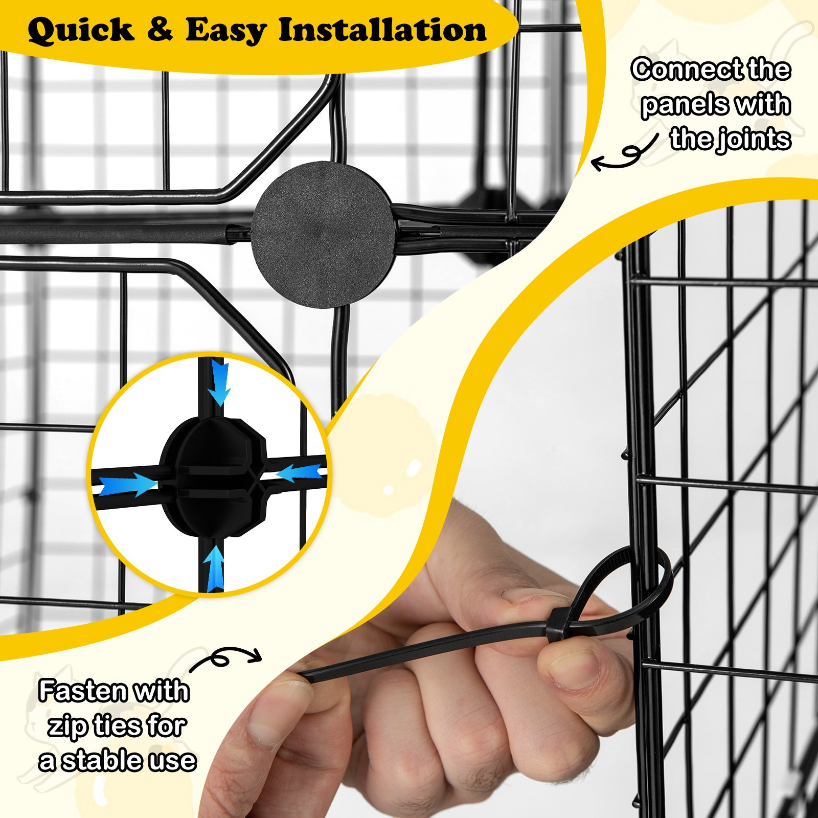 Indoor Cat Cage 3-Tier Cat Enclosure Detachable Metal Wire Kennel, Black Cat Trees Condos & Scratchers at Gallery Canada