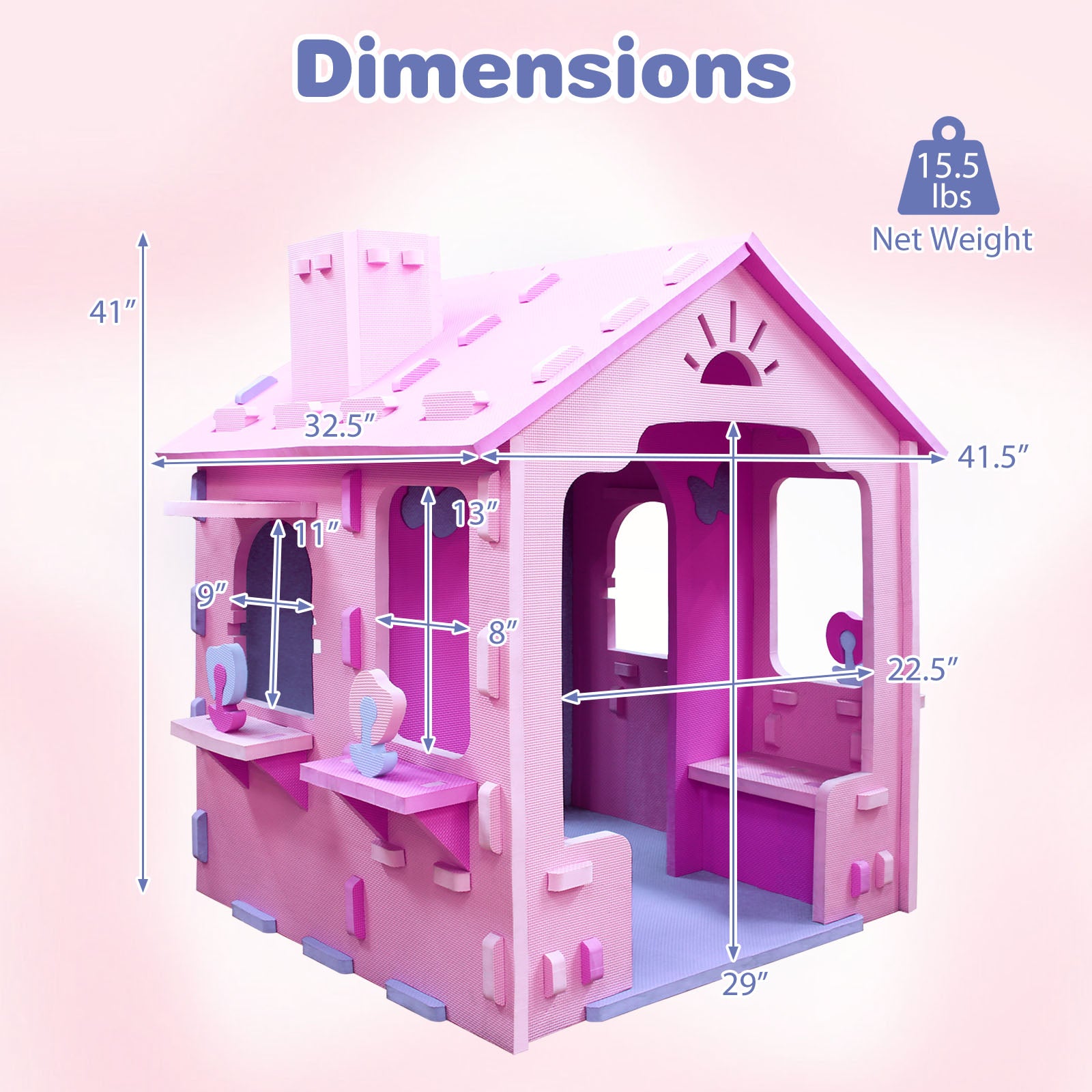 Indoor Cottage Playset with Roof and Chimney for Creative Play-PI, Pink & Purple Play Tents & Playhouse at Gallery Canada