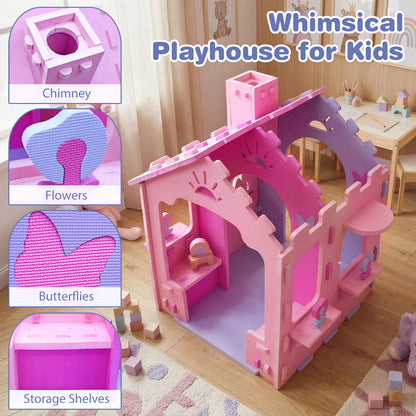 Indoor Cottage Playset with Roof and Chimney for Creative Play-PI, Pink & Purple Play Tents & Playhouse at Gallery Canada