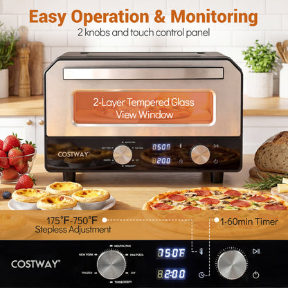 Indoor Electric Pizza Oven Countertop Pizza Oven for 12 Inch Pizzas, Black Toaster Ovens at Gallery Canada