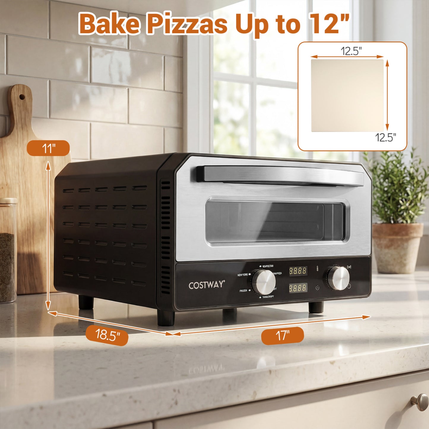 Indoor Electric Pizza Oven Countertop Pizza Oven for 12 Inch Pizzas, Black Toaster Ovens at Gallery Canada
