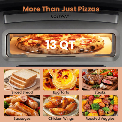 Indoor Electric Pizza Oven, 12", 8 Presets, Black