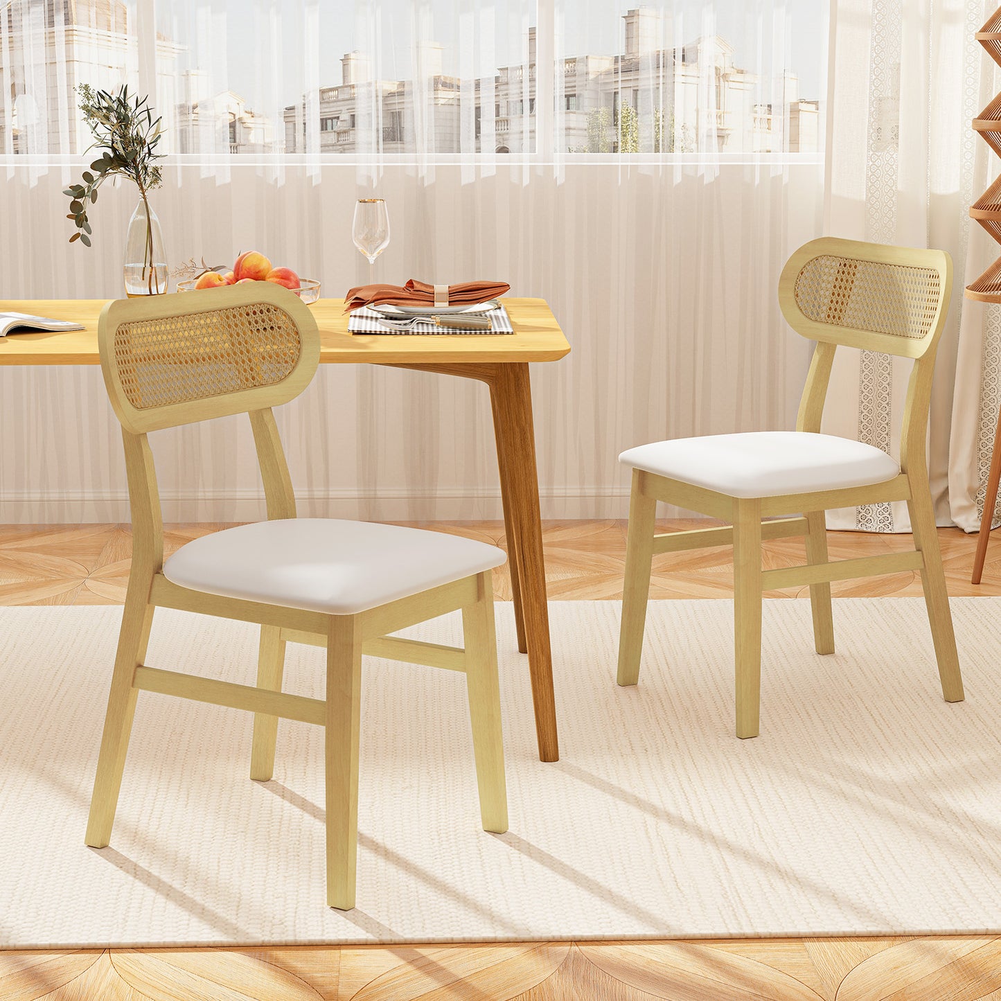 Mid Century Wood Dining Chairs, Set Of 2, White Dining Chairs at Gallery Canada