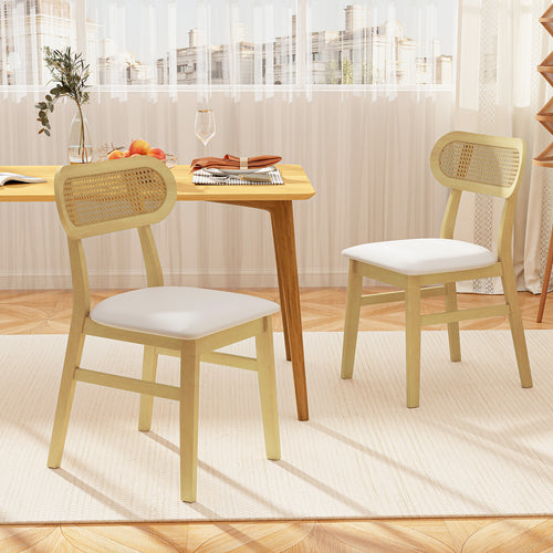 Mid Century Wood Dining Chairs, Set Of 2, White