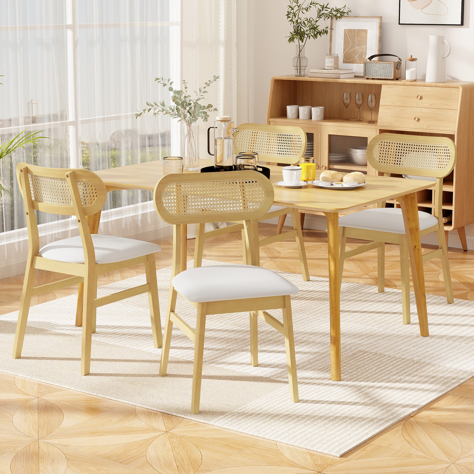 Mid Century Wood Dining Chairs, Set Of 2, White Dining Chairs at Gallery Canada
