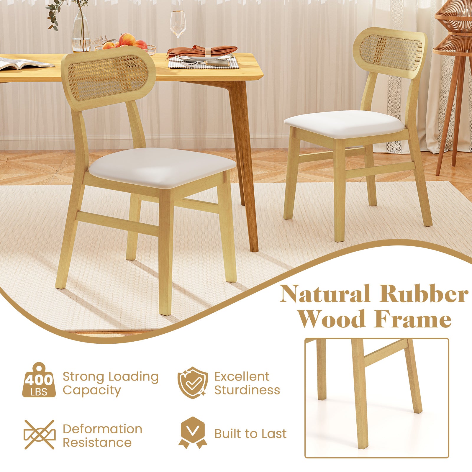 Mid Century Wood Dining Chairs, Set Of 2, White Dining Chairs at Gallery Canada