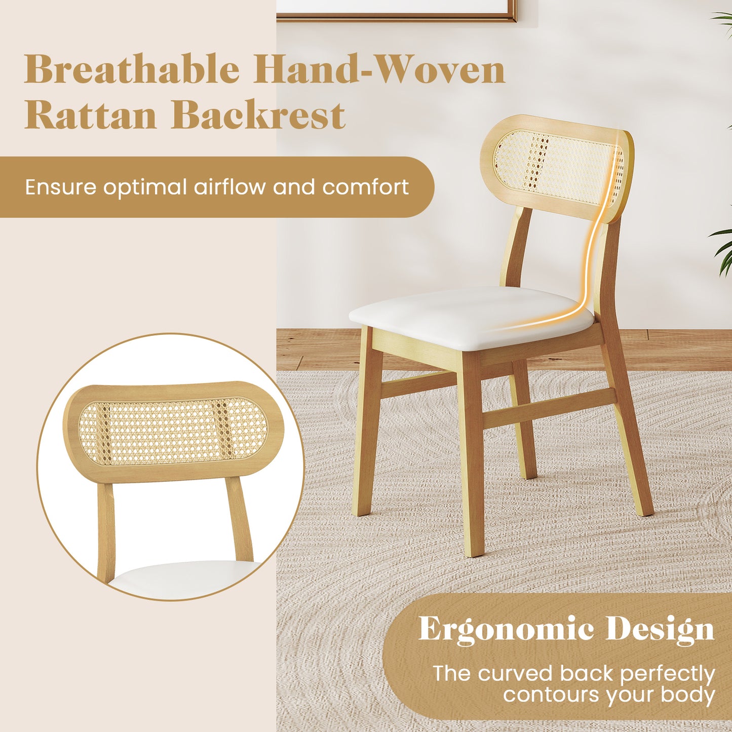 Mid Century Wood Dining Chairs, Set Of 2, White Dining Chairs at Gallery Canada