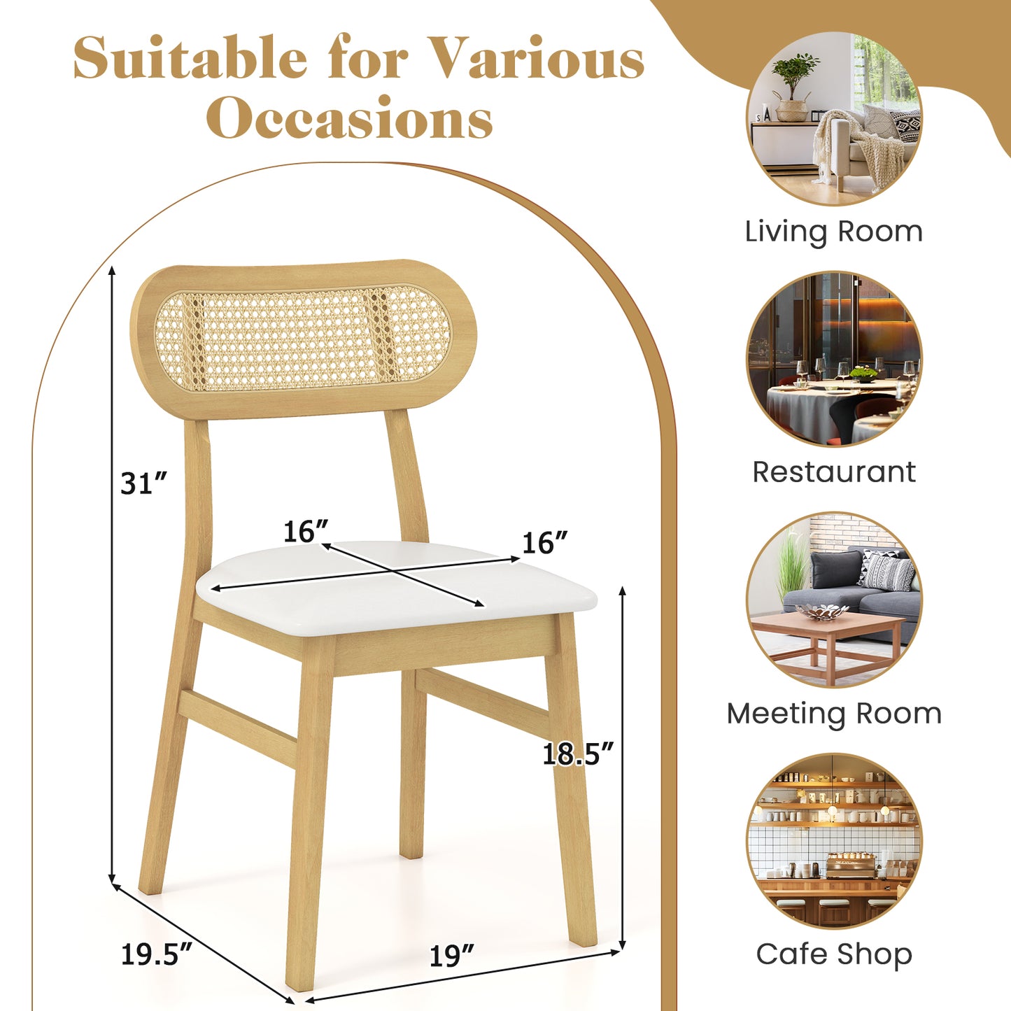 Mid Century Wood Dining Chairs, Set Of 2, White Dining Chairs at Gallery Canada