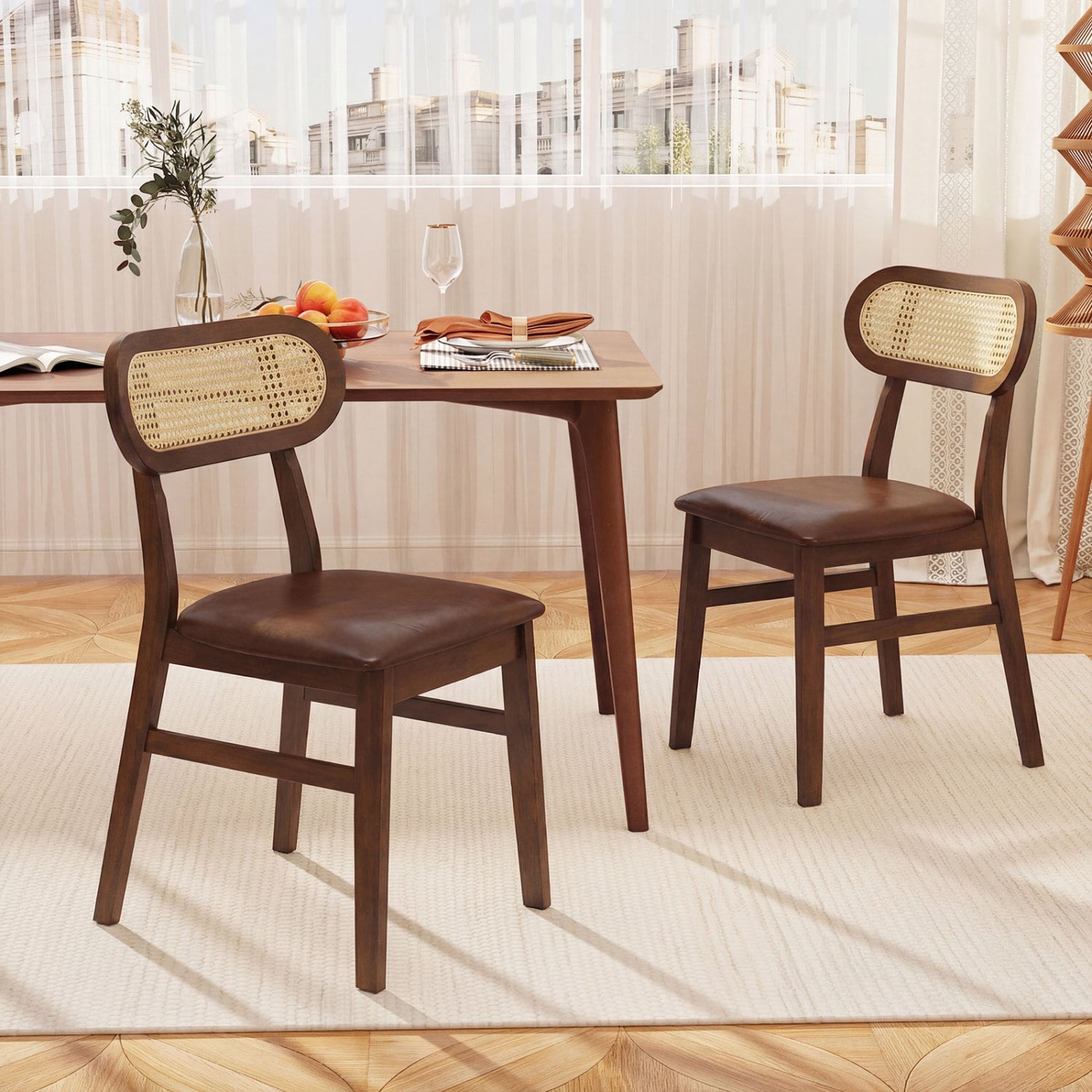 Mid Century Wood Dining Chairs Set of 2, Indoor Dining Chairs at Gallery Canada