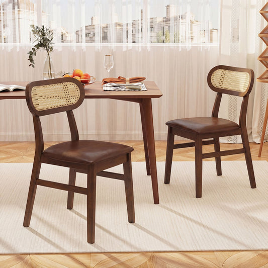 Mid Century Wood Dining Chairs Set of 2, Indoor Dining Chairs Coffee at Gallery Canada