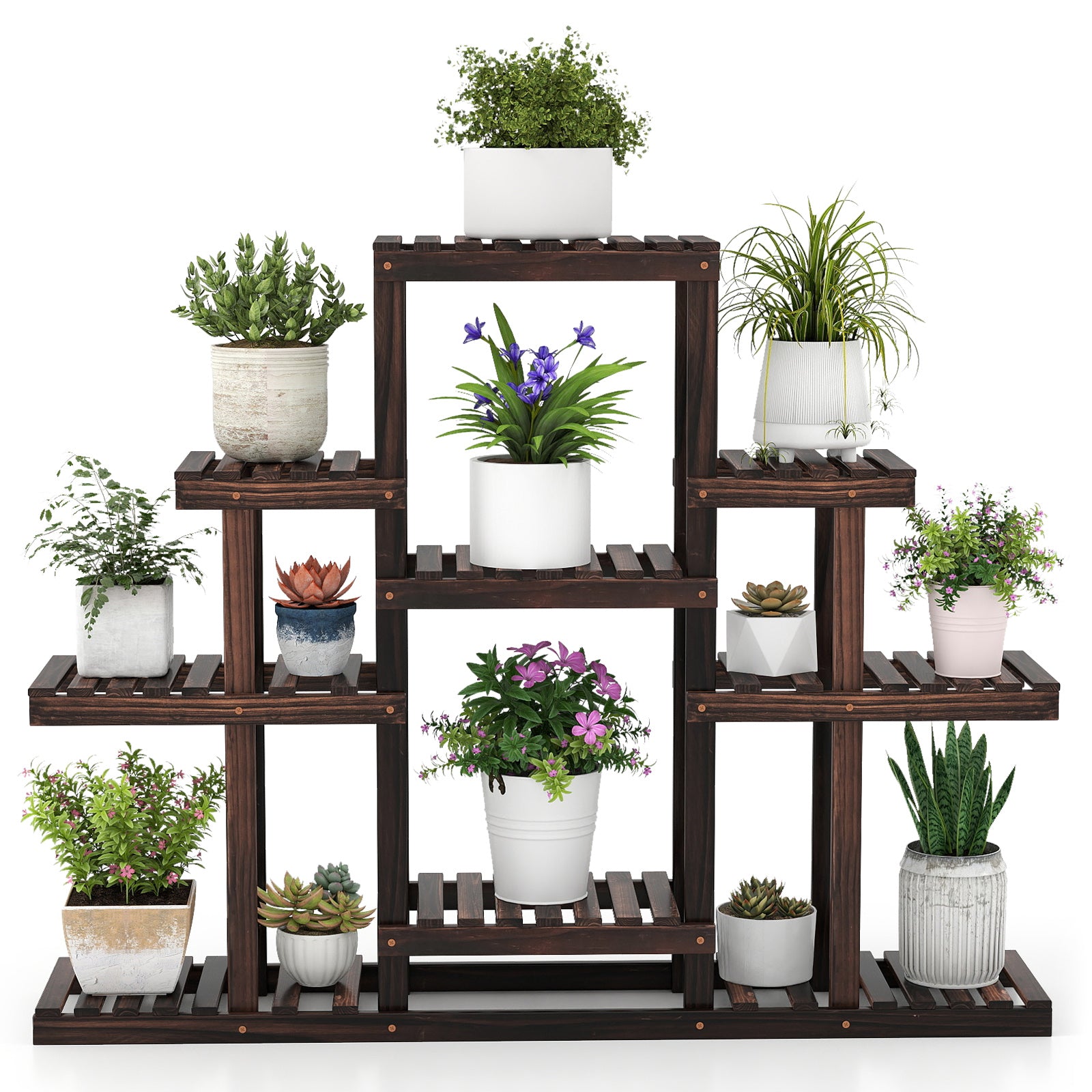 Indoor Outdoor Wood Plant Stand Multi-Tiered Corner Plant Shelf Flowerpot Holder, Brown Raised Garden Beds at Gallery Canada