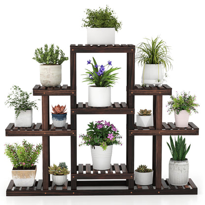 Indoor Outdoor Wood Plant Stand Multi-Tiered Corner Plant Shelf Flowerpot Holder, Brown Raised Garden Beds at Gallery Canada