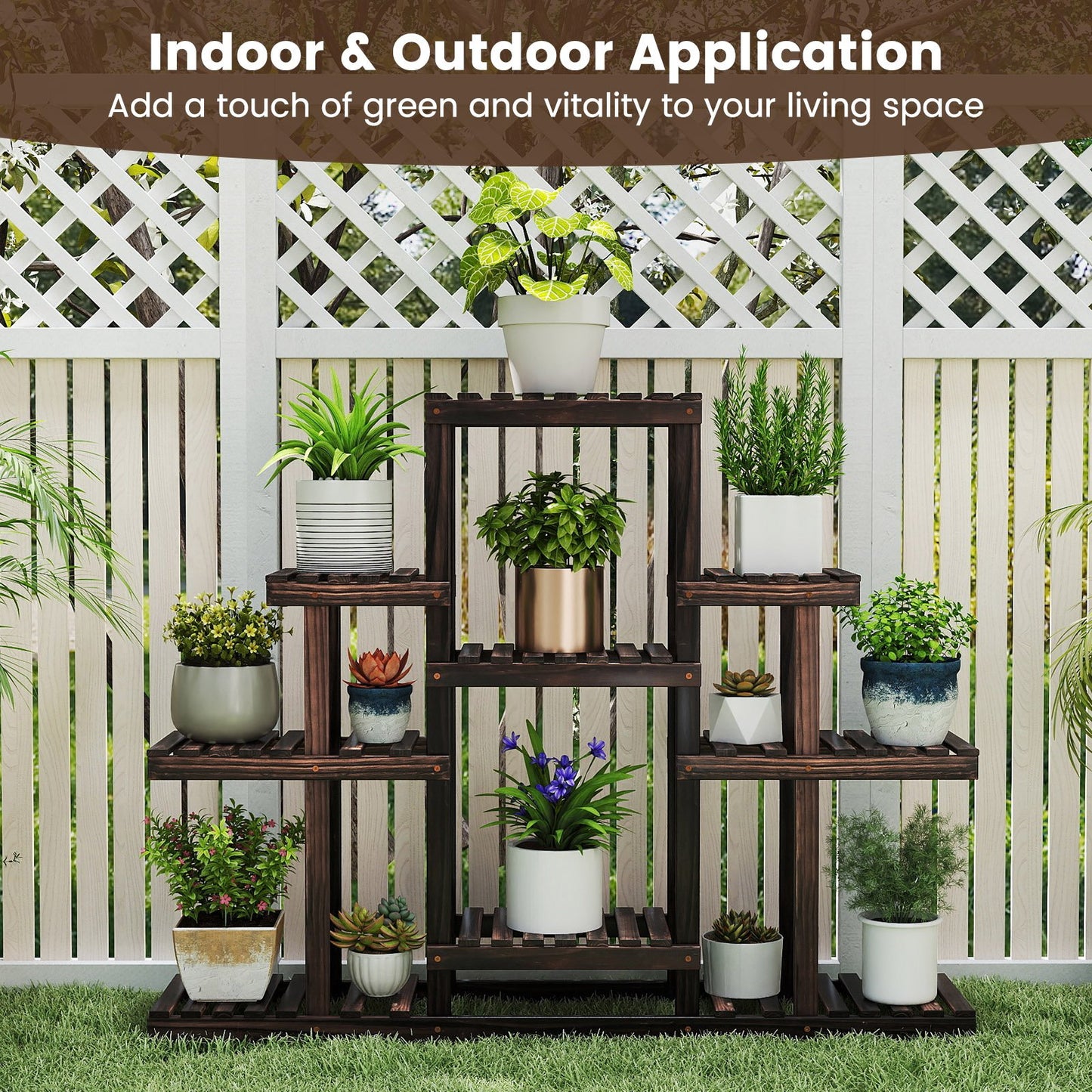 Indoor Outdoor Wood Plant Stand Multi-Tiered Corner Plant Shelf Flowerpot Holder, Brown Raised Garden Beds at Gallery Canada
