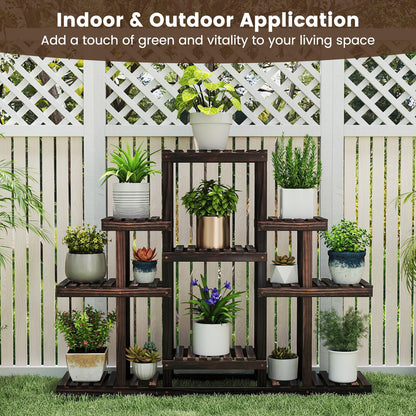 Indoor Outdoor Wood Plant Stand Multi-Tiered Corner Plant Shelf Flowerpot Holder, Brown Raised Garden Beds at Gallery Canada