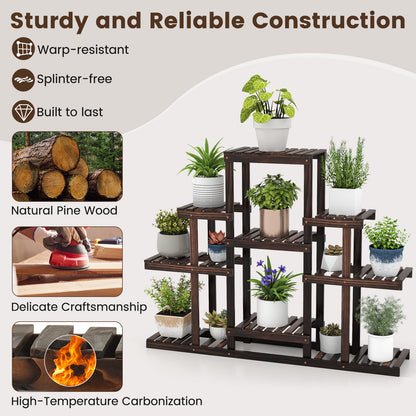 Indoor Outdoor Wood Plant Stand Multi-Tiered Corner Plant Shelf Flowerpot Holder, Brown Raised Garden Beds at Gallery Canada
