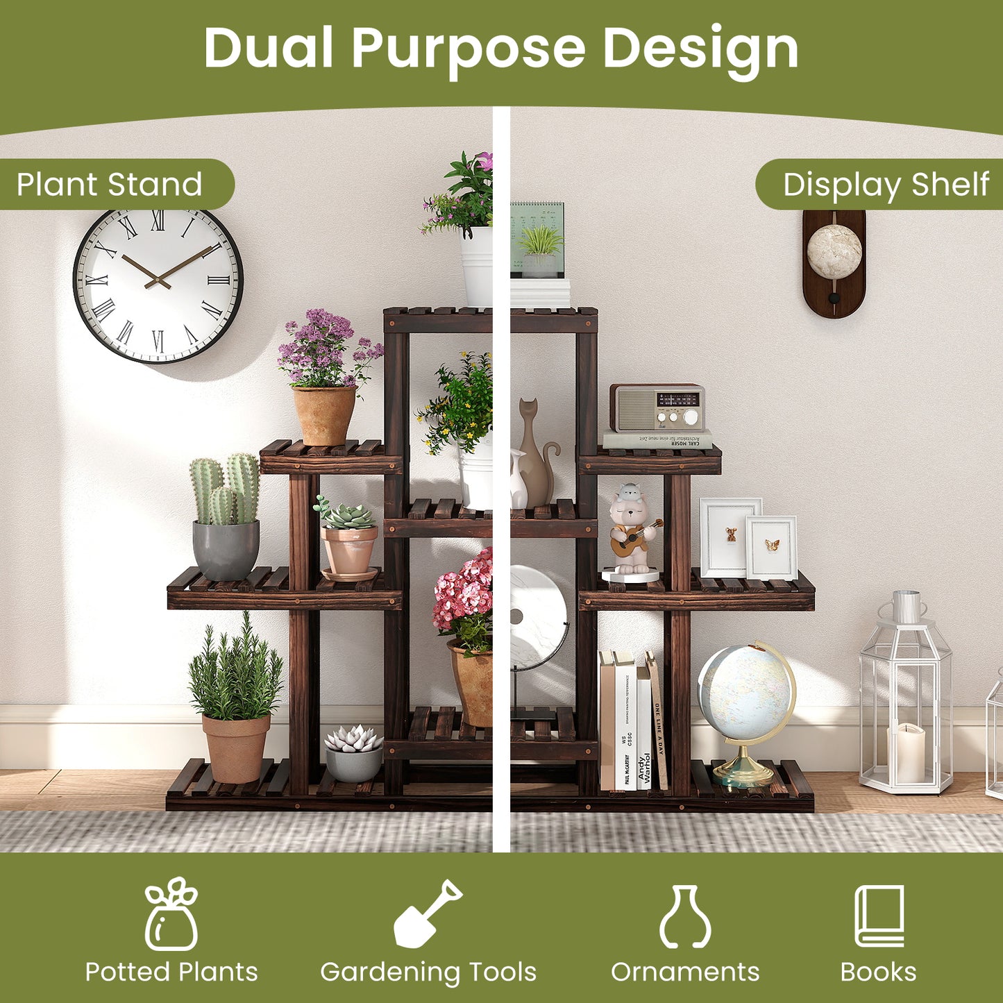 Multi-Tiered Wood Plant Stand, Indoor Outdoor Corner Shelf, Brown Raised Garden Beds at Gallery Canada