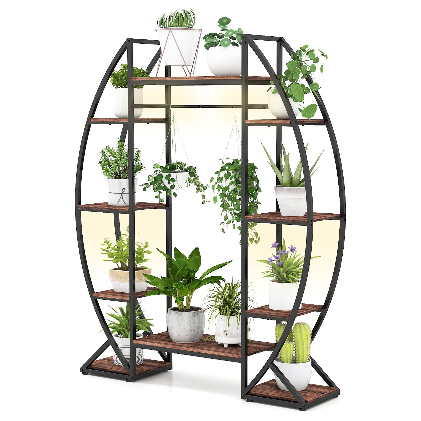 Indoor Plant Stand 63" Tall 10-Tier Corner Metal Plant Shelf Large Flowerpot Holder, Brown Plant Stands Brown at Gallery Canada
