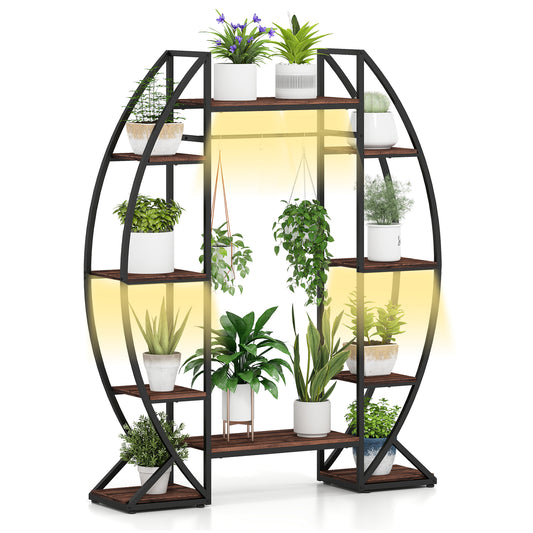 63" Tall 10-Tier Corner Metal Plant Stand, Large Flowerpot Holder, Brown Plant Stands Brown at Gallery Canada