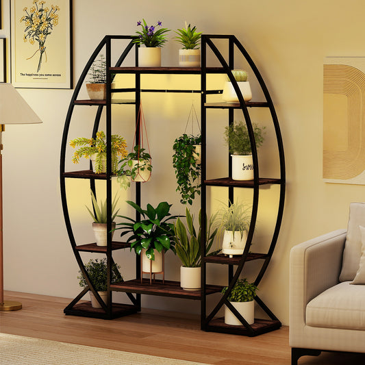 63" Tall 10-Tier Corner Metal Plant Stand, Large Flowerpot Holder, Brown Plant Stands Brown at Gallery Canada