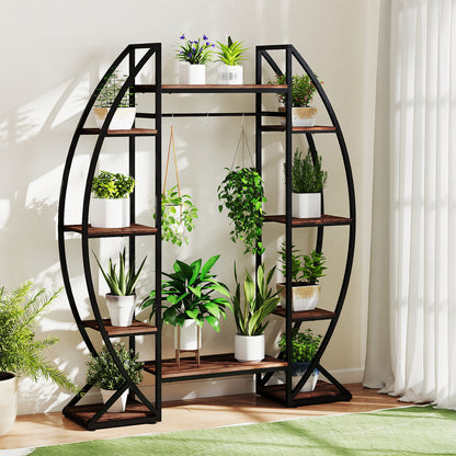 63" Tall 10-Tier Corner Metal Plant Stand, Large Flowerpot Holder, Brown Plant Stands at Gallery Canada