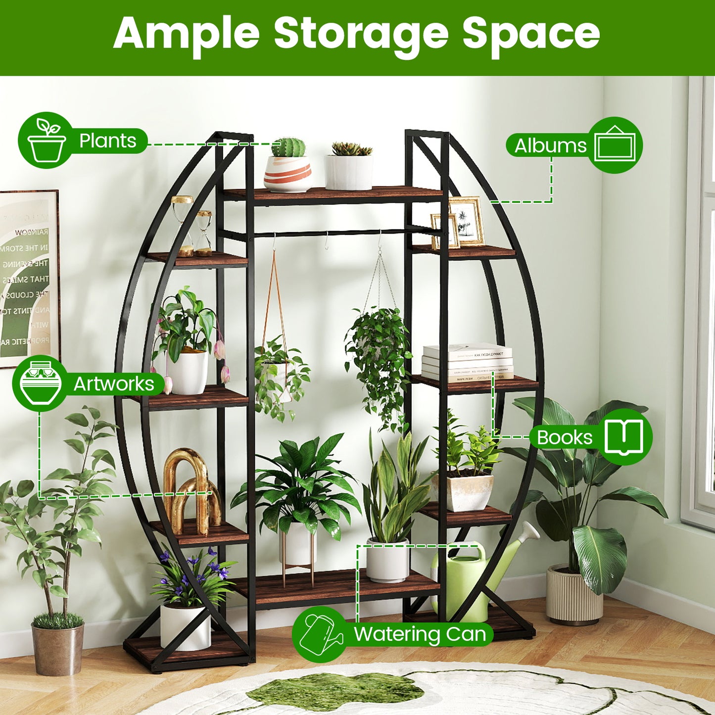 63" Tall 10-Tier Corner Metal Plant Stand, Large Flowerpot Holder, Brown Plant Stands at Gallery Canada