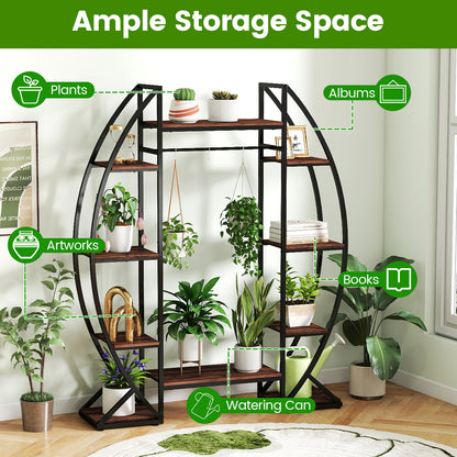 63" Tall 10-Tier Corner Metal Plant Stand, Large Flowerpot Holder, Brown Plant Stands at Gallery Canada