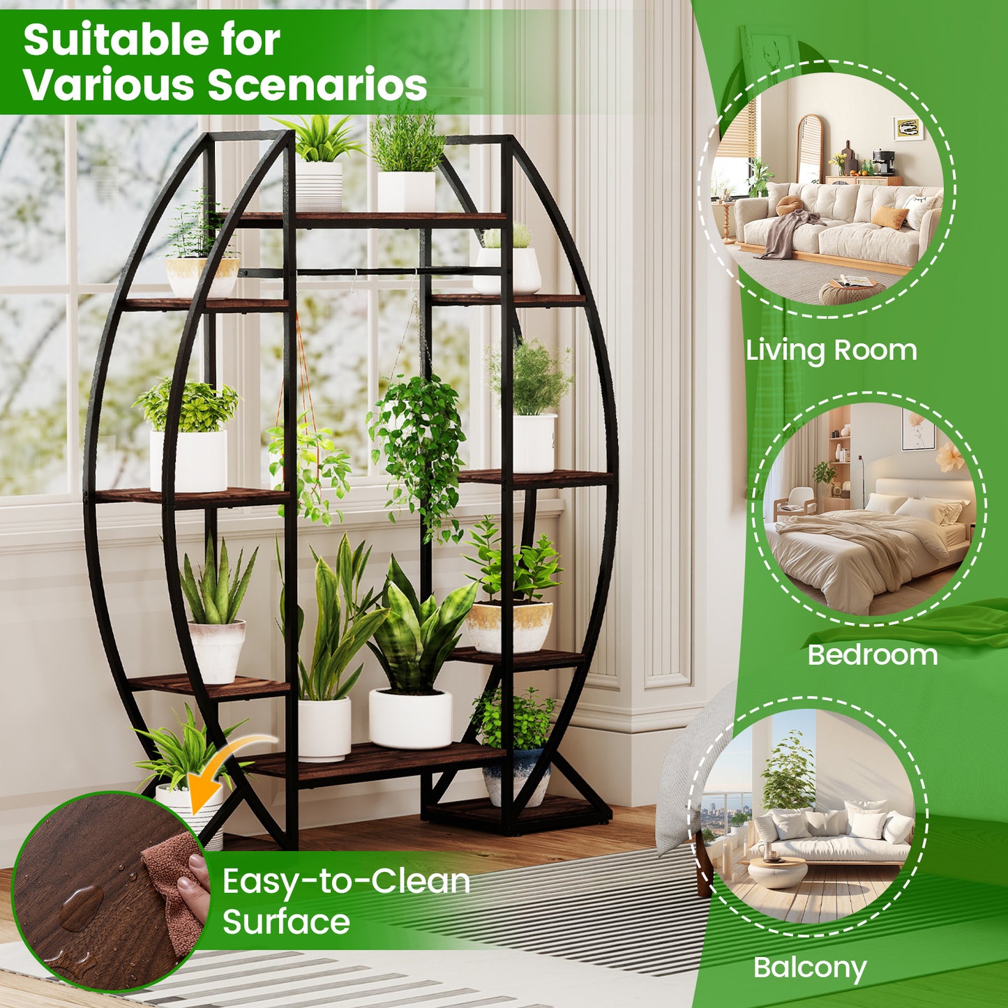 63" Tall 10-Tier Corner Metal Plant Stand, Large Flowerpot Holder, Brown Plant Stands at Gallery Canada