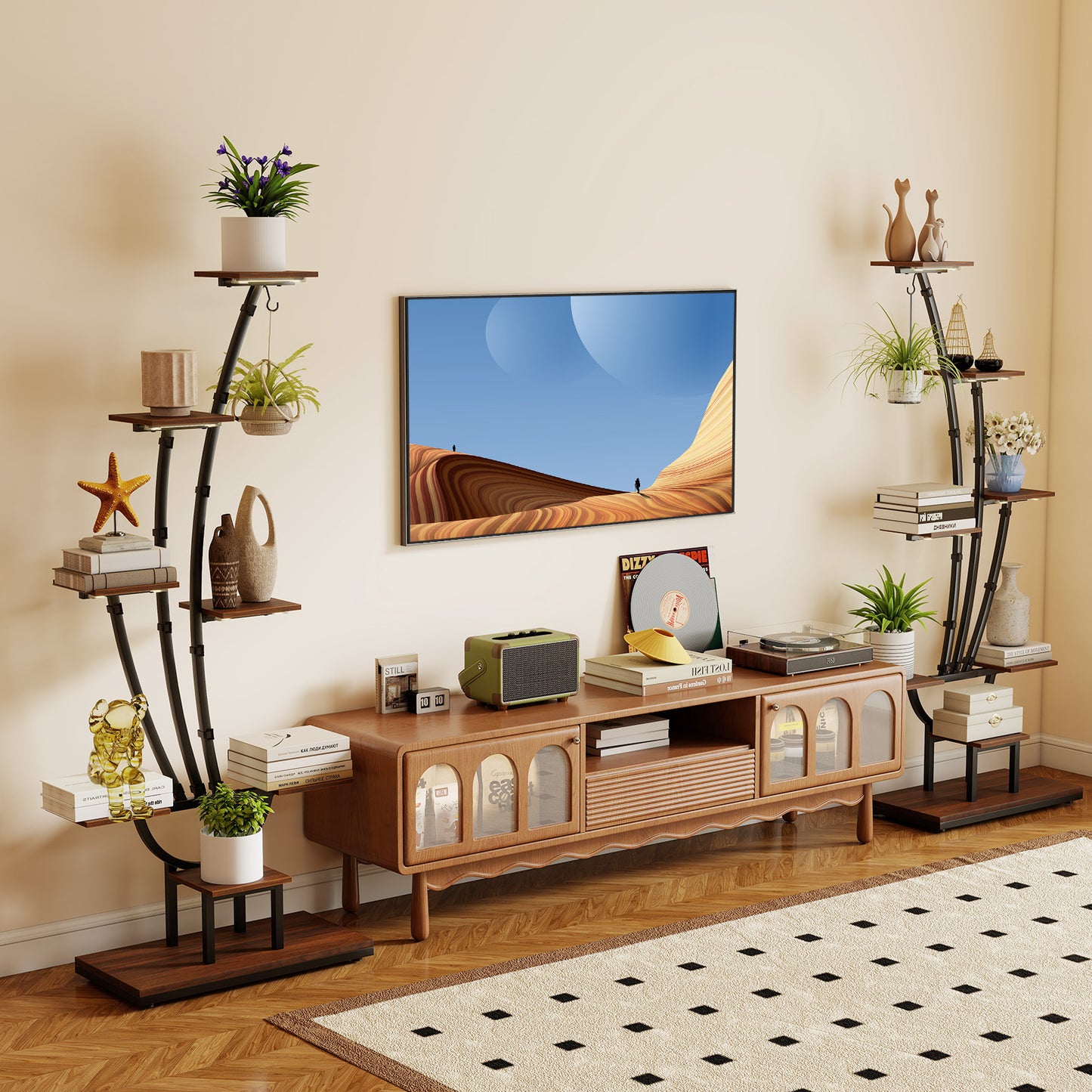 Indoor Plant Stand with Grow Lights Tall 8-Tier Corner Metal Plant Shelf-1 Piece, Brown Plant Stands at Gallery Canada