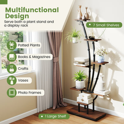 Indoor Plant Stand with Grow Lights Tall 8-Tier Corner Metal Plant Shelf-1 Piece, Brown Plant Stands at Gallery Canada