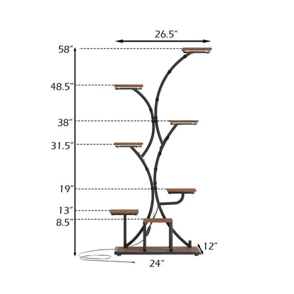 Indoor Plant Stand With Grow Lights, 58" Tall 8-Tier Corner Metal Shelf, Brown Plant Stands at Gallery Canada