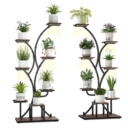 Indoor Plant Stand With Grow Lights, 58" Tall 8-Tier Corner Metal Shelf, Brown Plant Stands at Gallery Canada