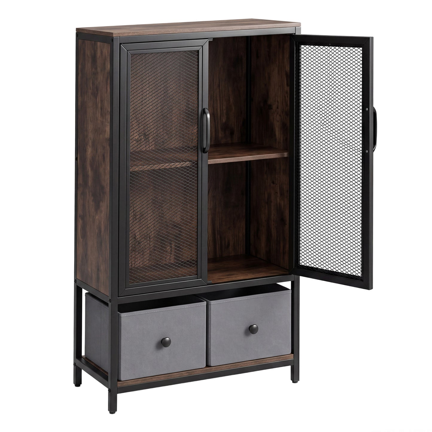 Industrial Coffee Bar Cabinet, 2-Tier Storage, Rustic Brown Cabinets & Chests at Gallery Canada
