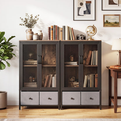 Industrial Coffee Bar Cabinet, 2-Tier Storage, Rustic Brown Cabinets & Chests at Gallery Canada
