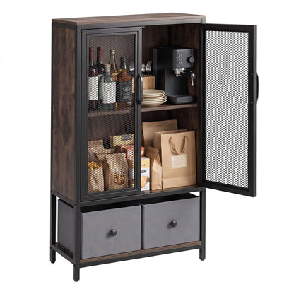 Industrial Coffee Bar Cabinet, 2-Tier Storage, Rustic Brown Cabinets & Chests Rustic Brown at Gallery Canada
