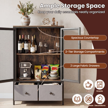 Industrial Coffee Bar Cabinet, 2-Tier Storage, Rustic Brown Cabinets & Chests at Gallery Canada