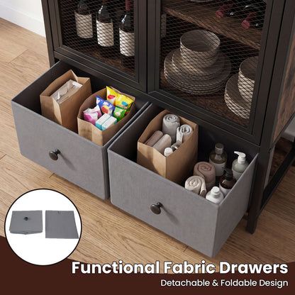 Industrial Coffee Bar Cabinet, 2-Tier Storage, Rustic Brown Cabinets & Chests at Gallery Canada
