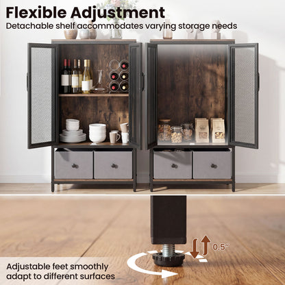 Industrial Coffee Bar Cabinet, 2-Tier Storage, Rustic Brown Cabinets & Chests at Gallery Canada