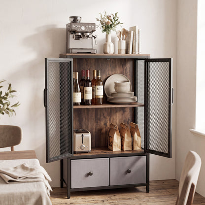 Industrial Coffee Bar Cabinet, 2-Tier Storage, Rustic Brown Cabinets & Chests at Gallery Canada