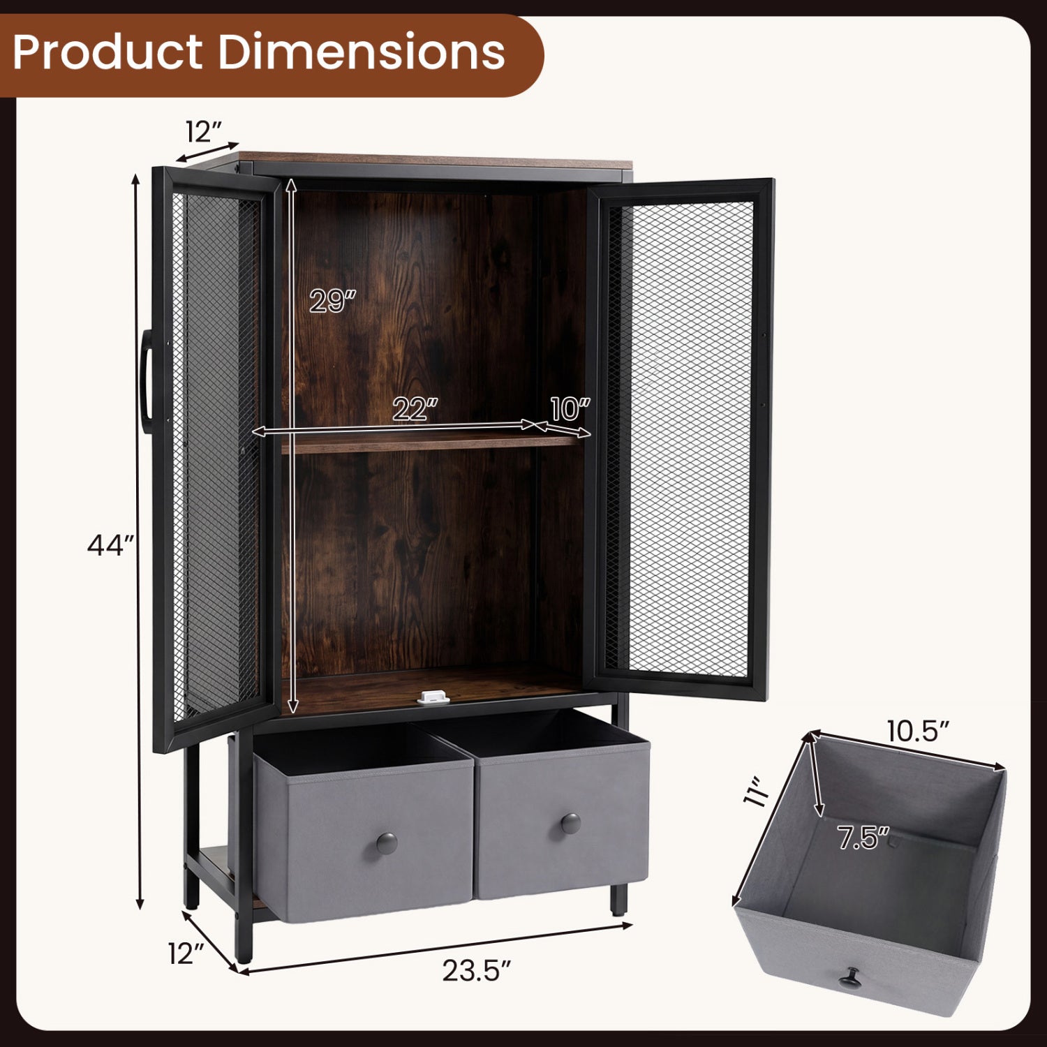 Industrial Coffee Bar Cabinet, 2-Tier Storage, Rustic Brown Cabinets & Chests at Gallery Canada