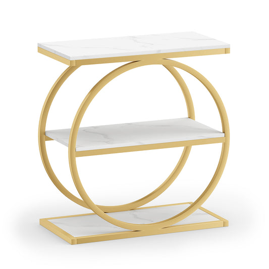 Faux Marble Side Table, Metal Frame, White End & Side Tables White at Gallery Canada