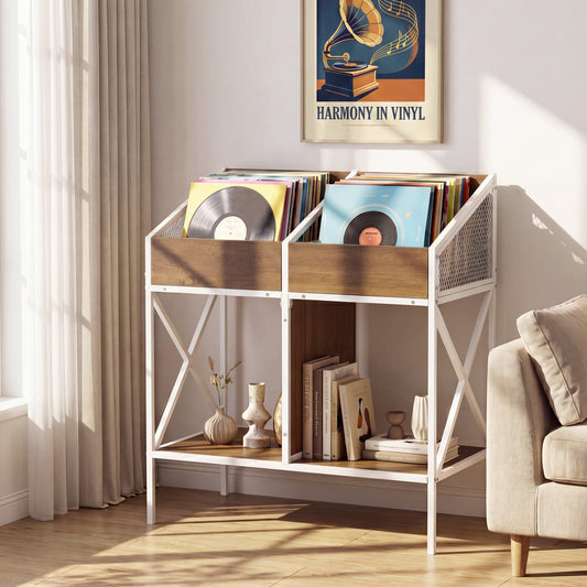 Industrial Magazine Books Record Holder Metal Frame, Natural End & Side Tables Natural at Gallery Canada