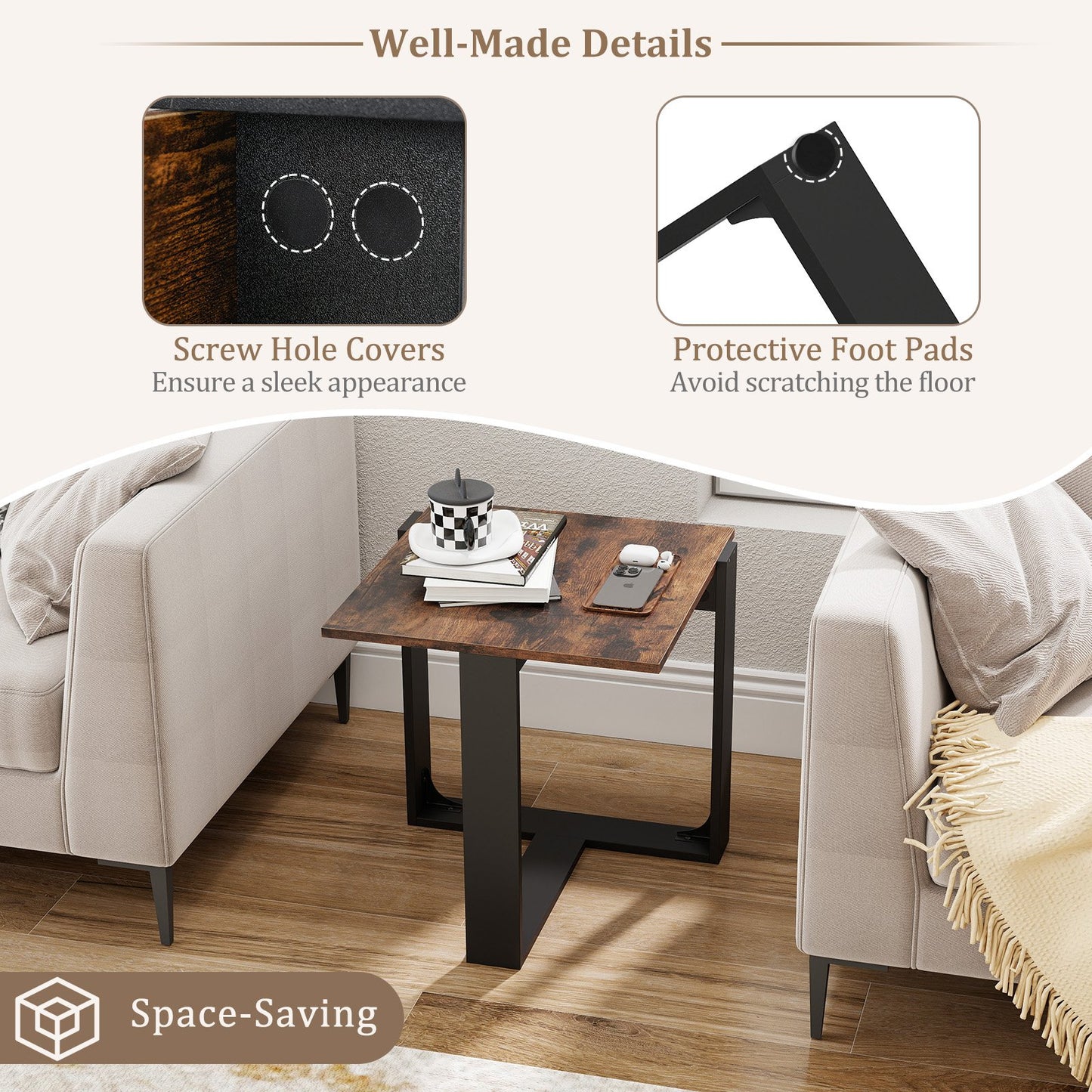 Industrial Sofa End Table with Metal Frame-1 End & Side Tables at Gallery Canada