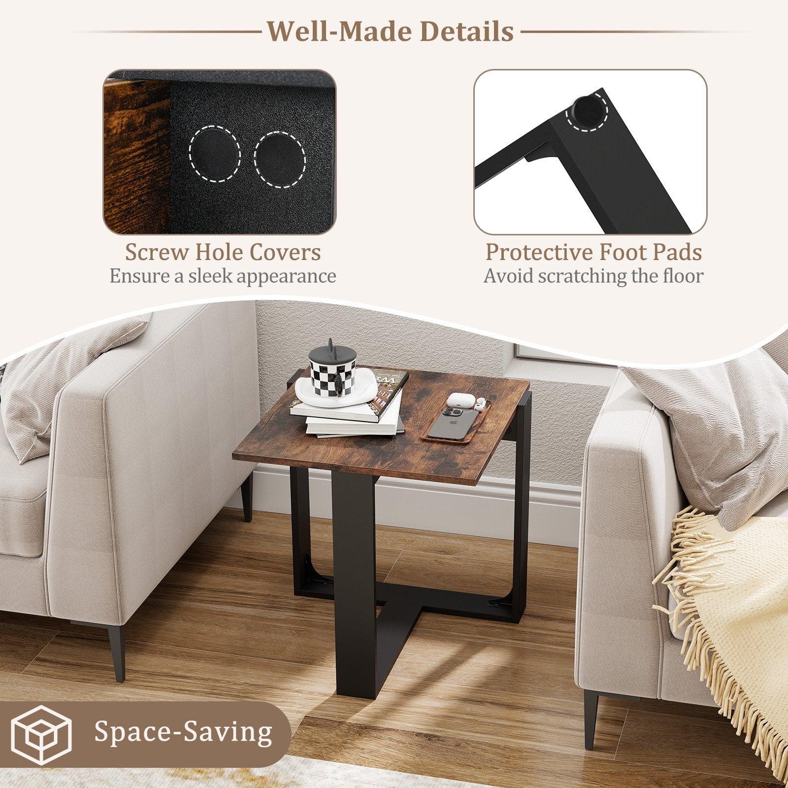 Industrial Sofa End Table with Metal Frame-1 End & Side Tables at Gallery Canada