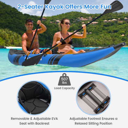 Inflatable 2-Person Kayak Set, With Aluminium Oars And Repair Kit, Blue Surfing at Gallery Canada